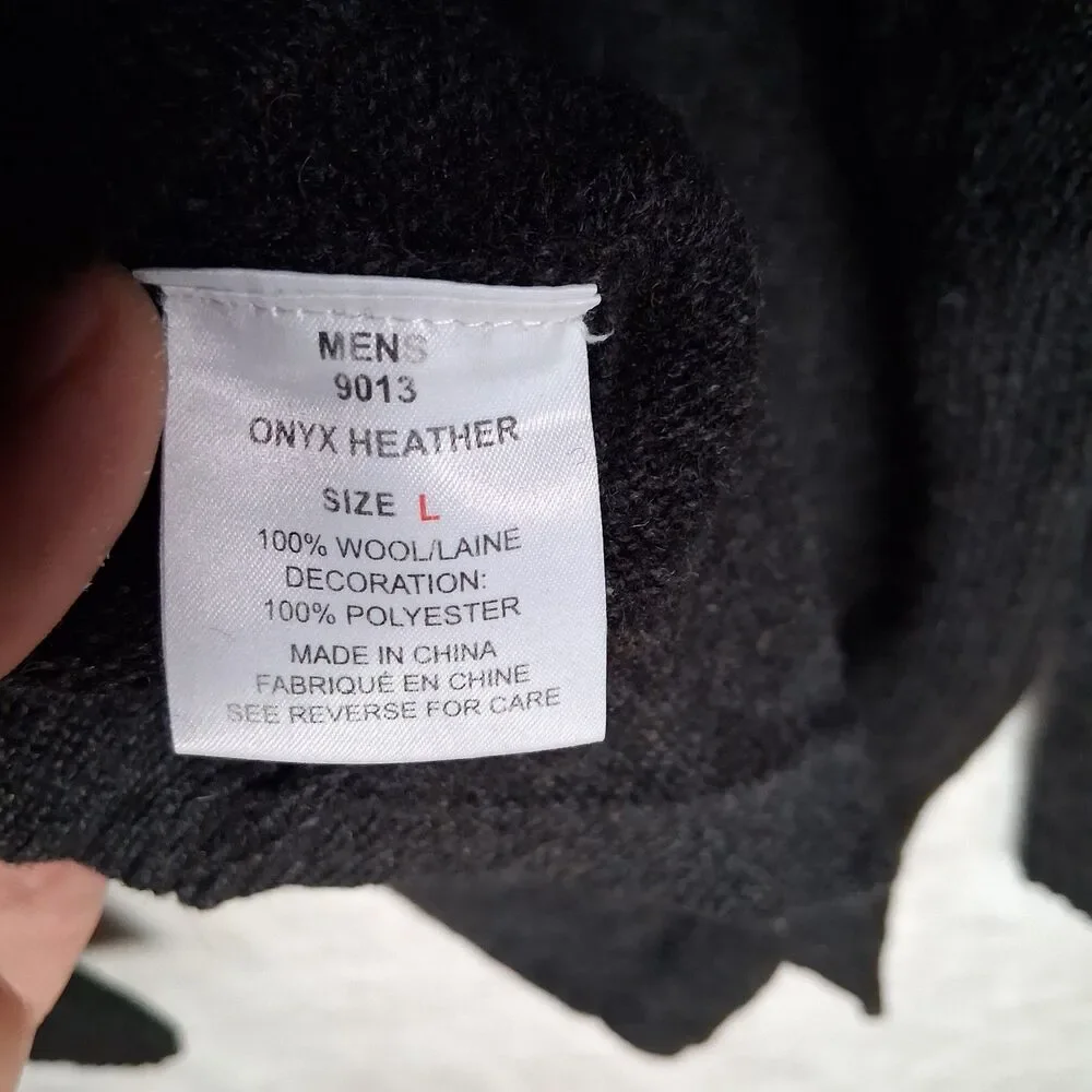 Y2K 1/4 Zip‎ Woolrich Sweater Mens 100% Wool Laine Onyx Heather